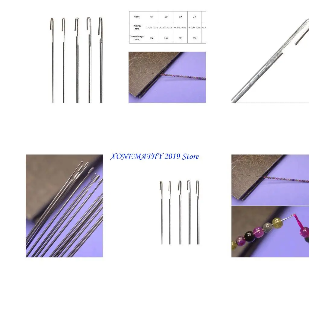 F42F Opening Eye Needles for Hand Sewing Easy Threading Embroidery Needle threaders Metal Pin Stainless Steel