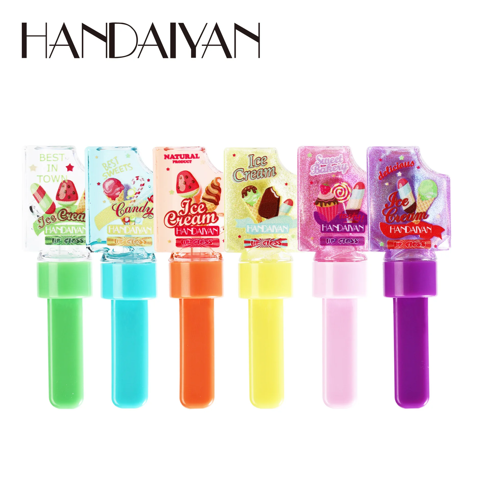 HANDAIYAN 6pcs/set Pearl Lip Gloss Glass Moisturizing Lip Oil Clear Mirror Toot Jelly Color Changing Lip Gloss