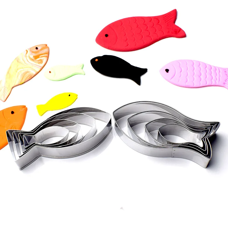 

4 шт., резак для полимерной глины в форме рыбы, форма для резки из нержавеющей стали, дизайнерские ювелирные изделия «сделай сам», значок на холодильник, наклейка, керамика, керамический инструмент