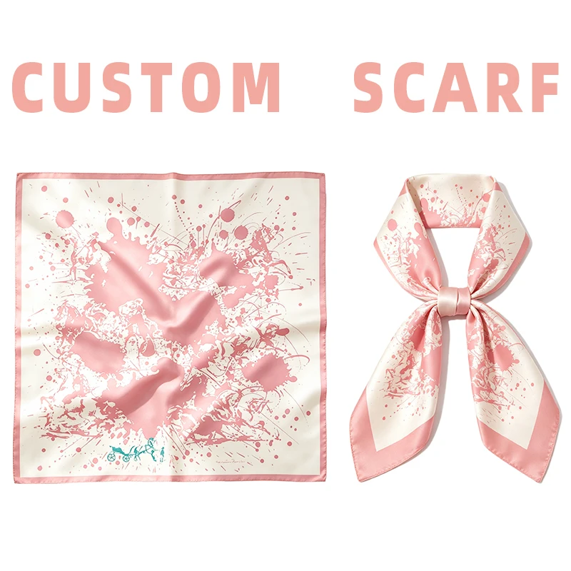 100% Mulberry Silk Crepe‑Satin Scarf Single‑Sided Print, Fashion Accessory for Women, Personalized Custom Gift