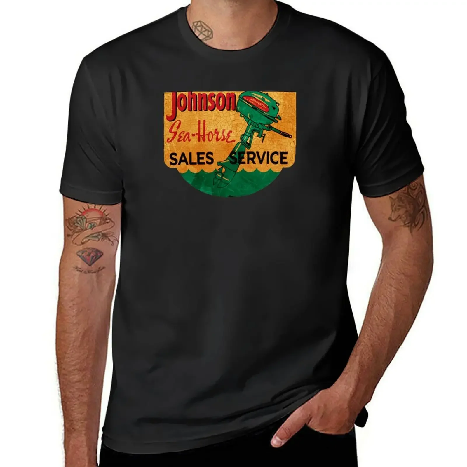 Johnson Seahorse Vintage Outboard Motors USA T-Shirt customs tees boys whites anime figures t shirt men