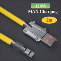 2M 5A 120W Zinc alloy  data cable  line mobile phone charging type-c  Micro USB  fast charging cable with LED light