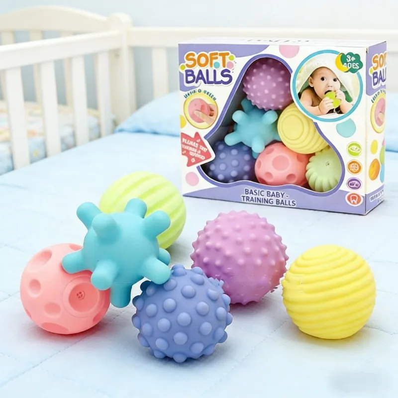

Baby Bath Toy Textured Multi Massage Ball Soft Touch Balls Set Infant Tactile Senses Development Training Game Toys for Toddlers