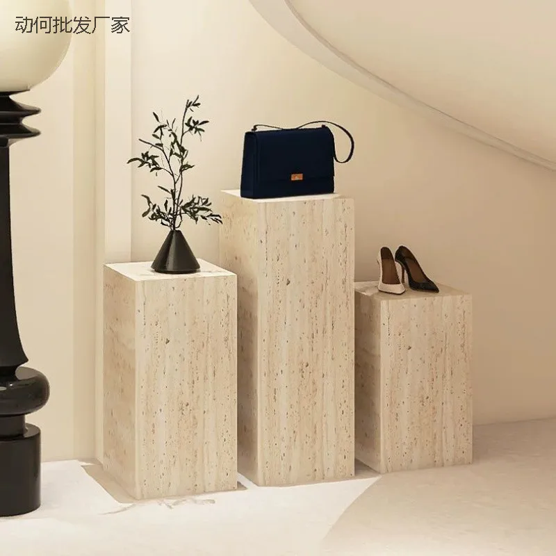 Platform display stand Clothing store Model window base Ornament jewelry Square display props Travertine wind heightening