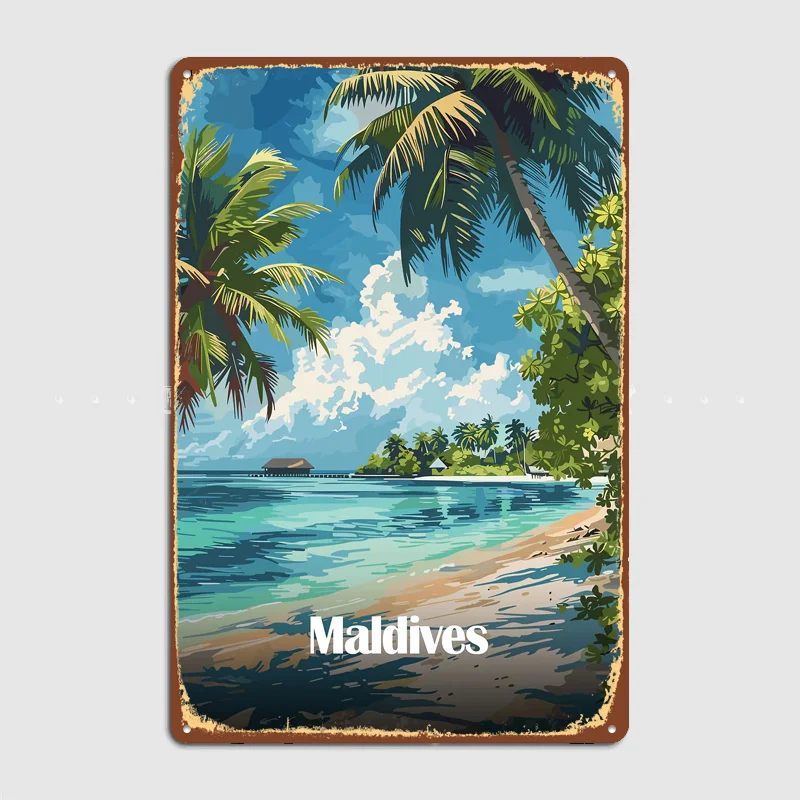 Maldives Tropical Beach Paradise Metal Custom Sign Living Room Wall Indoor Decor Room Decoration Bedroom Posters Home Decor