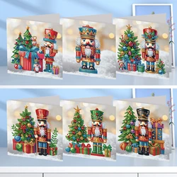 ﻿ 6PCS DIY Diamond Painting Greeting Card New 2024 Christmas Tree Festival Card Folded Daily Wish Cards Gifts for Family Friends