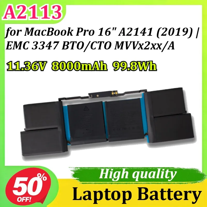 

Аккумулятор A2113 11.36V 8000mAh 99.8Wh для Apple MacBook Pro 16" A2141 (2019) | Аккумулятор для ноутбука EMC 3347 BTO/CTO MVVx2xx/A