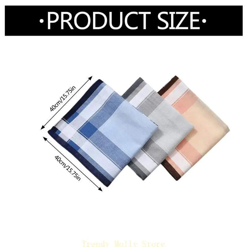 N5KB 40x40cm Handkerchief for Men Casual Formal Use Pocket Cloth Breathable Square Handkerchief Towel for Gentleman 12PCS