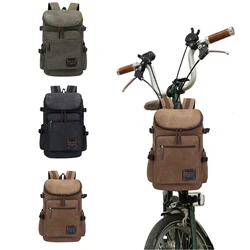Jklitepro Bicycle Front Bag Retro Canvas Mountaineering Bag Large Capacity Outdoor Sports and Leisure Backpack For Brompton Bag