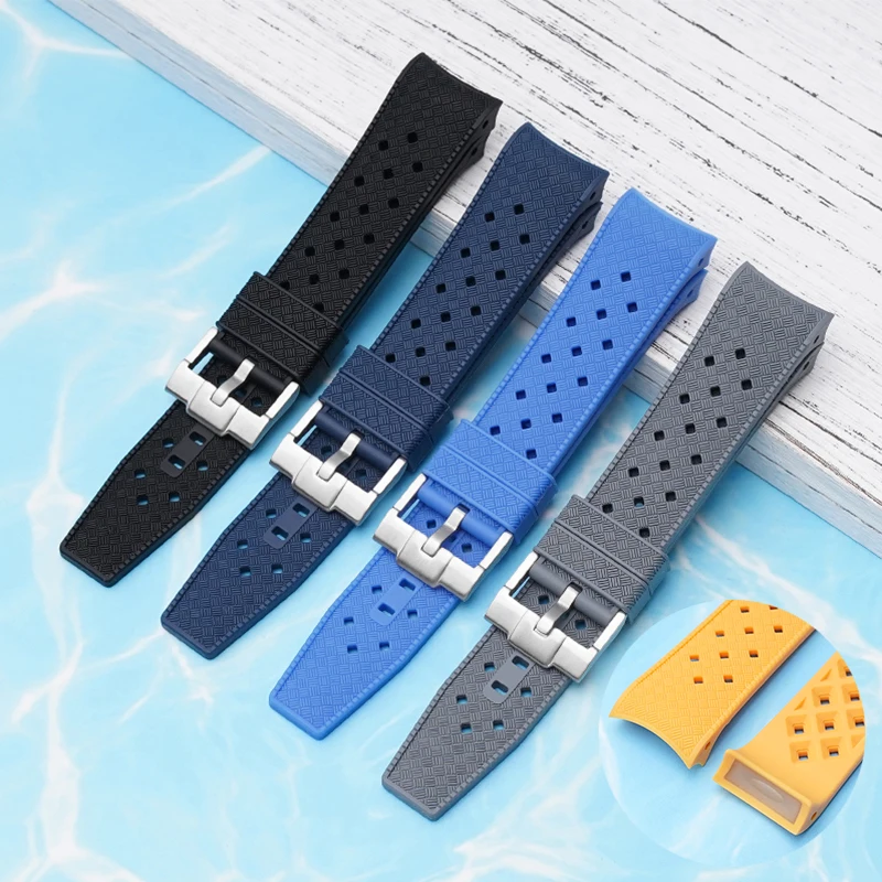 Curved End Liquid Silicone Strap for Swatch X Blancpain Five Ocean Men Women Waterproof Sport for Fifty Fathoms Watch Band 22mm