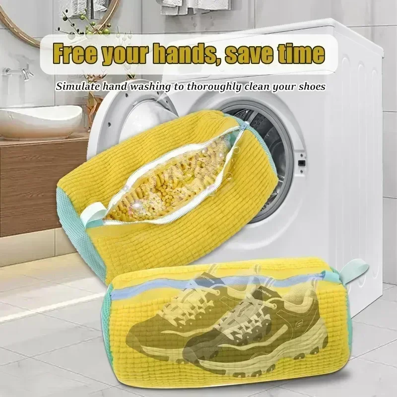 

Durable Polyester Shoe Washing & Drying Bag – Machine Washable, Soft Fiber Protector with Adjustable Strap for Shoe Laundry Care