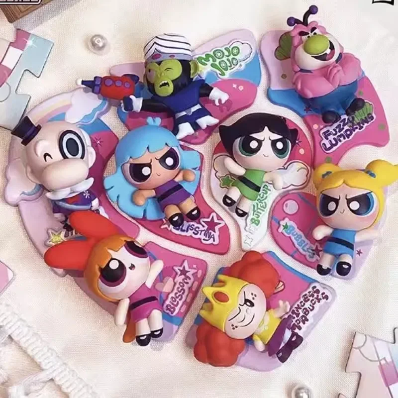 New The Powerpuff Girls Combo Fridge Stickers Mystery Blind Box Anime Model Ornament Surprise Box Children's Holiday Gift