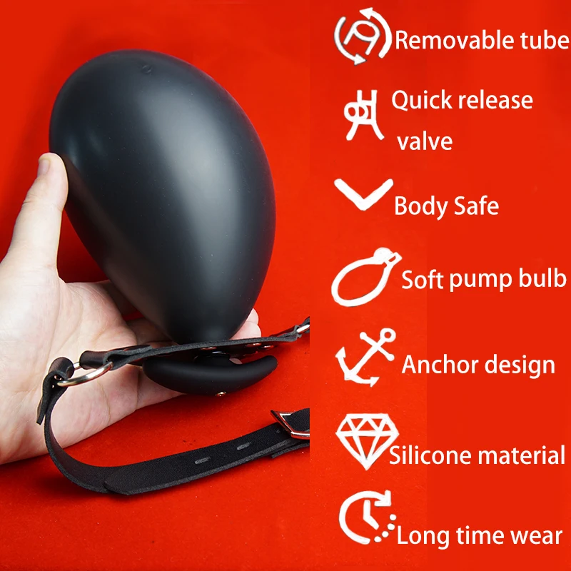 BDSM Inflatable Gag with Removable Pump,Silicone Tongue Depressor Mouth Gag Ball Slave,Bondage,Sex Toys for Couples,Adult Games