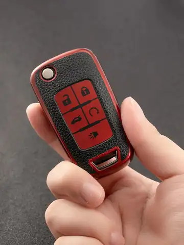 For Chevy Key Fob Cover Leather Key Fob Case for Chevrolet Camaro Cruze Equinox Malibu Trailblazer Buick Cascada Encore Car key 10 best sales chevrolet malibu key cover - №10