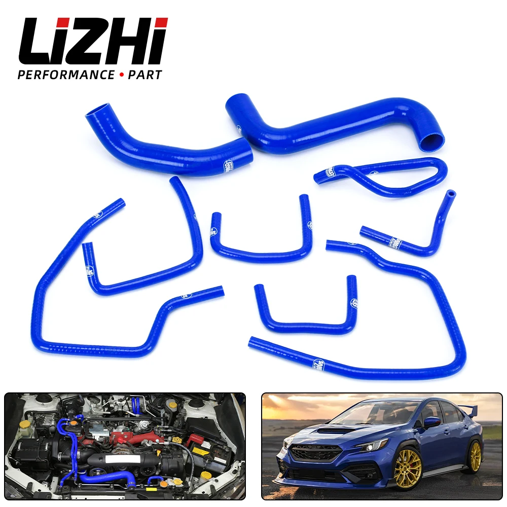 LIZHI - Blue 10PCS Silicone Radiator Cooling Hose for 2001-2006 Subaru Impreza WRX 2.0T EJ205 EJ20 GDB GD With PQY logo