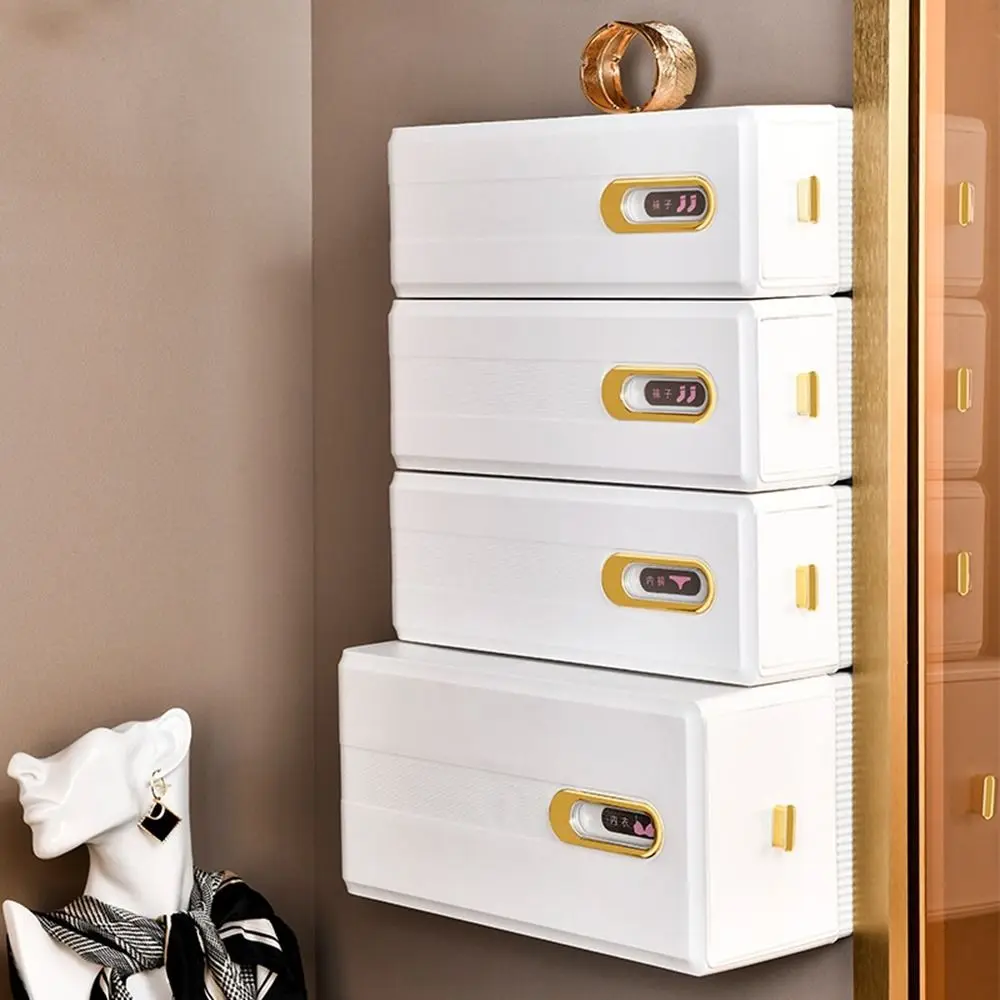 

Plastic Underwear Storage Box Pull-out Wall Mounted Panties Socks Box Space Saving with Multiple Compartments
