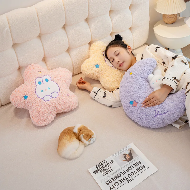 

Cozy Star Moon Pillow Soft Plush Bed Sofa Cushion Non-Slip Bottom Machine Washable Home Decor Fun Gift Idea