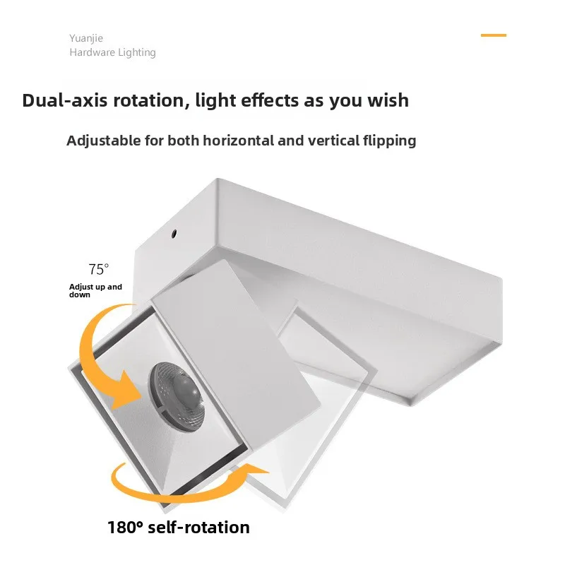 mounted ceiling spotlight deep cup anti-glare, no main light aluminum alloy adjustable COB living room hotel commercial lighting