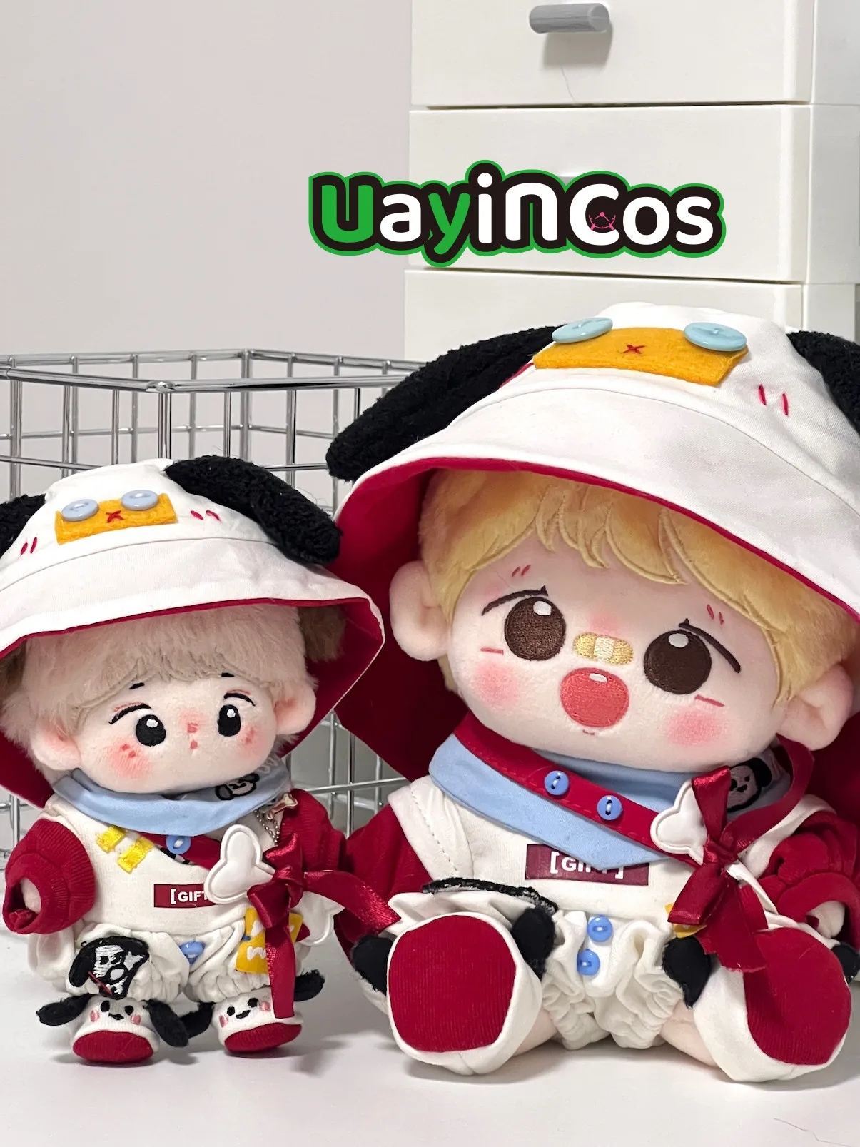 20cm Doll Clothes Cool Guy Cool Cute Puppy Hat Shoulder Strap Pants Suit Stuffed Plushies Plush Doll Accessories Anime Toy Kids