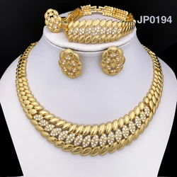 High Quality Dubai Gold Plated Jewelry Set For Women Luxury Design Spike Necklace Earrings Bracelet Ring For Weeding Party Gift