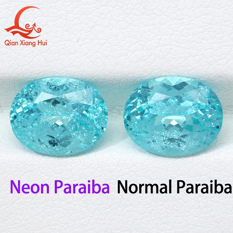 Oval Shape Lab Grown  Paraiba Neon Blue  Glow Yttrium Aluminum Garnet Gemstone Jewelry with Inclusions Neon-like Stone YAG