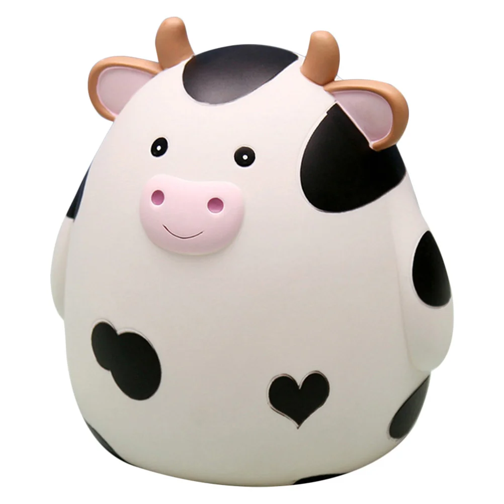 

Cartoon Cow Piggy Bank Lovely Desktop Coin Container Premium Vinyl Material Durable Tough Exquisite Workmanship Lifelike Look