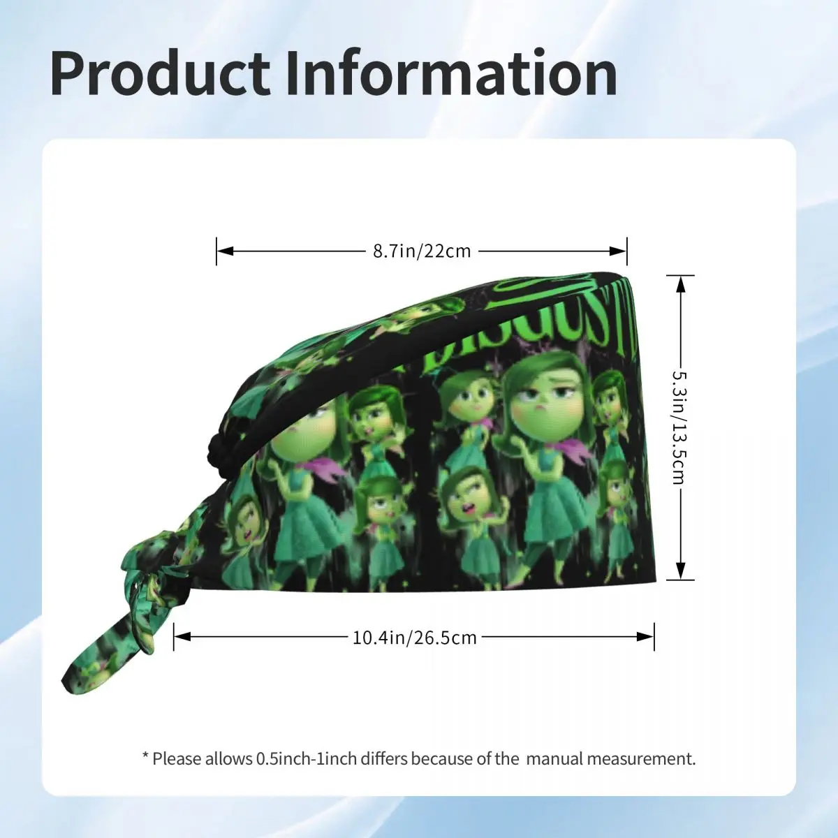 Adjustable Cartoon Inside Out DISGUST Working Hat Women Men Anime Surgical Hat Scrub Nursing Doctor Surgeon Cap for Dentist view 5