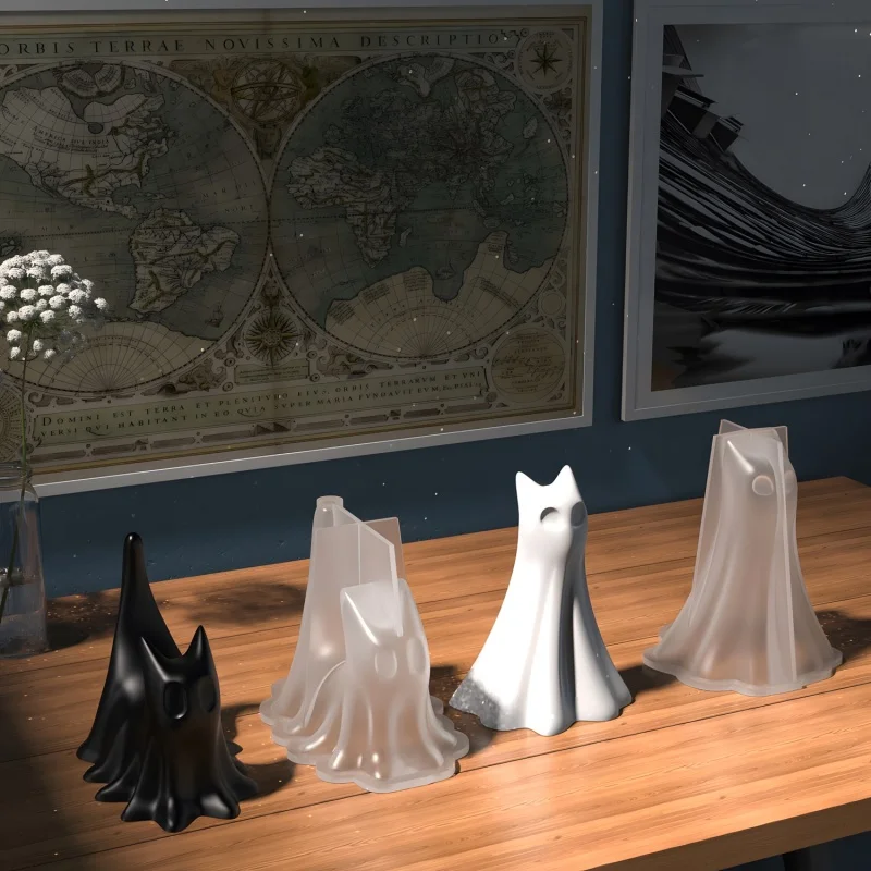 Ghost Cat Halloween Desktop Ornament Plaster Silicone Mold DIY Handmade Aromatherapy Candle Making Crystal Epoxy Resin Molds