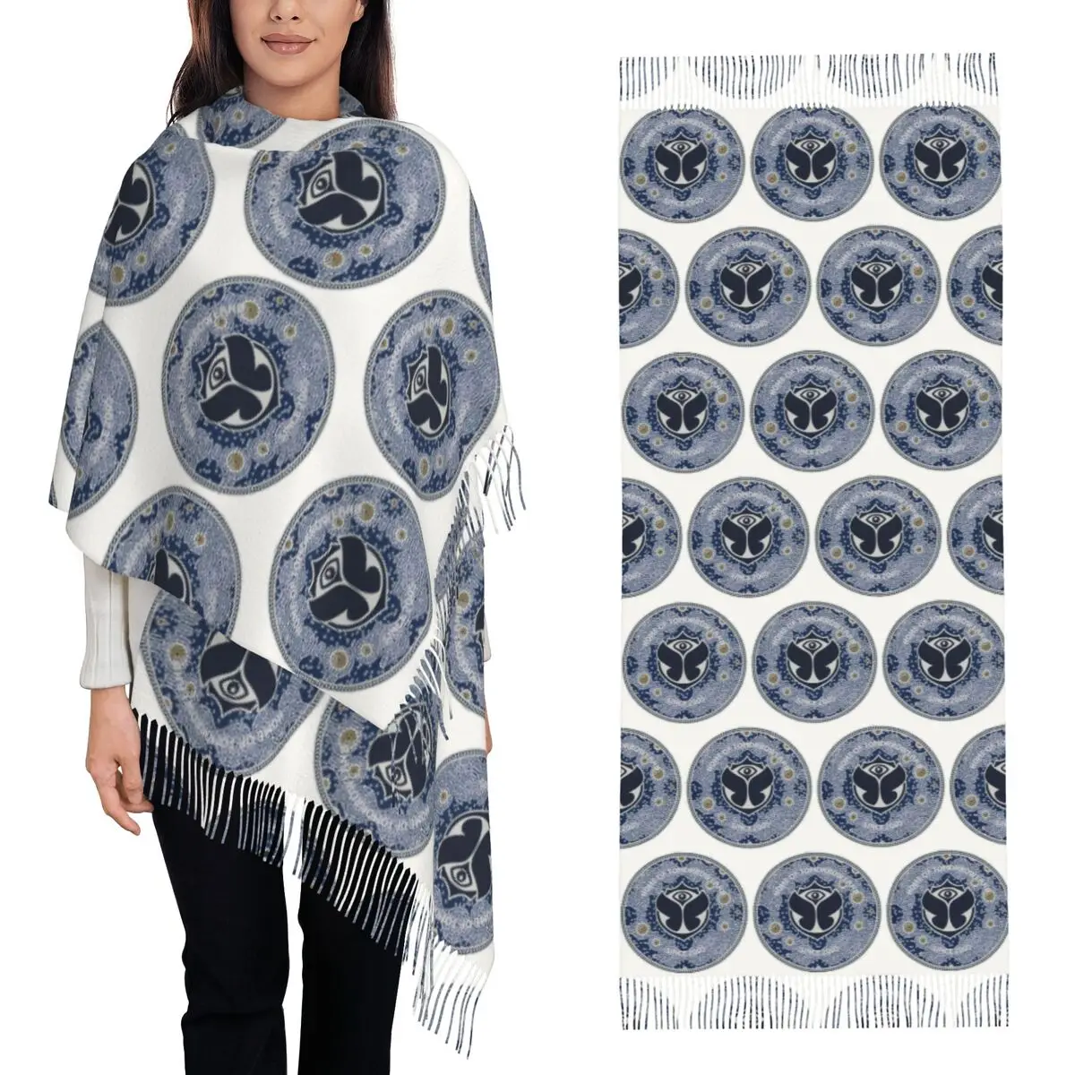 

Фестивальный шарф «Сантра завтрашленд», шарфы с кисточками для женщин, мягкие теплые шали и накидки, длинная осенне-зимняя шаль