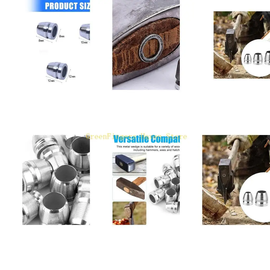F68D Stainless Steel Hammer Head Wedges 8mm 10mm 12mm Antislip Axes Handle Fastener Round Wedges Accessories