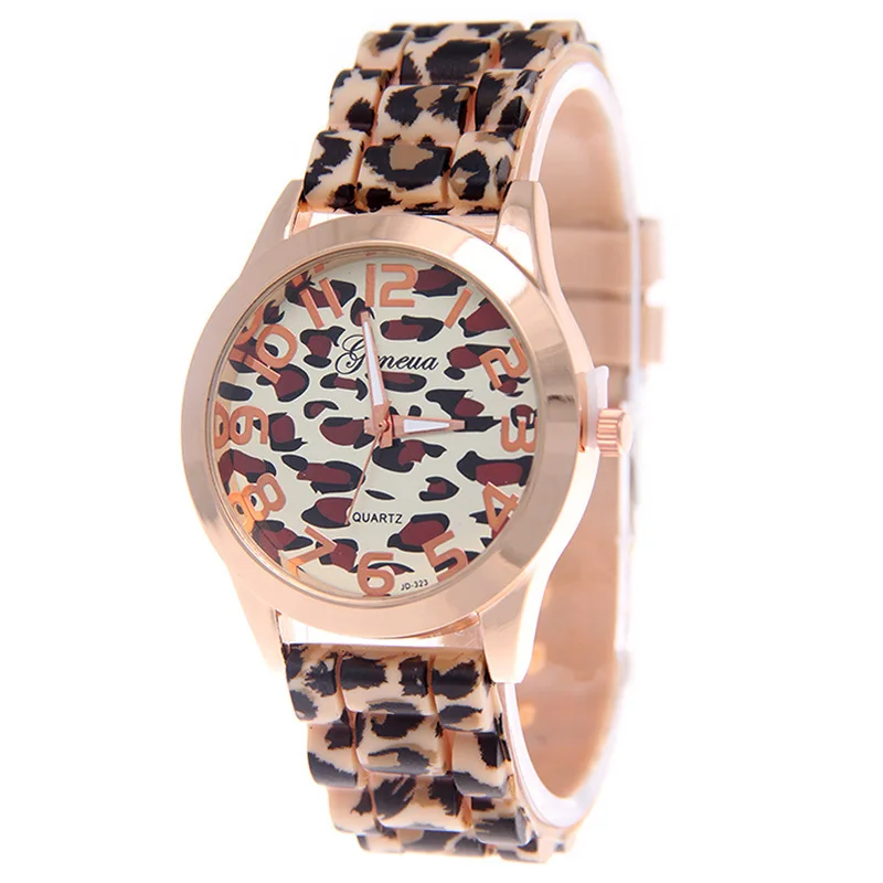 Watch Leopard Print Silicone Watch 2024 New Fashion Casual Student Watch Leopard Print Color Quartz Relogios Feminino