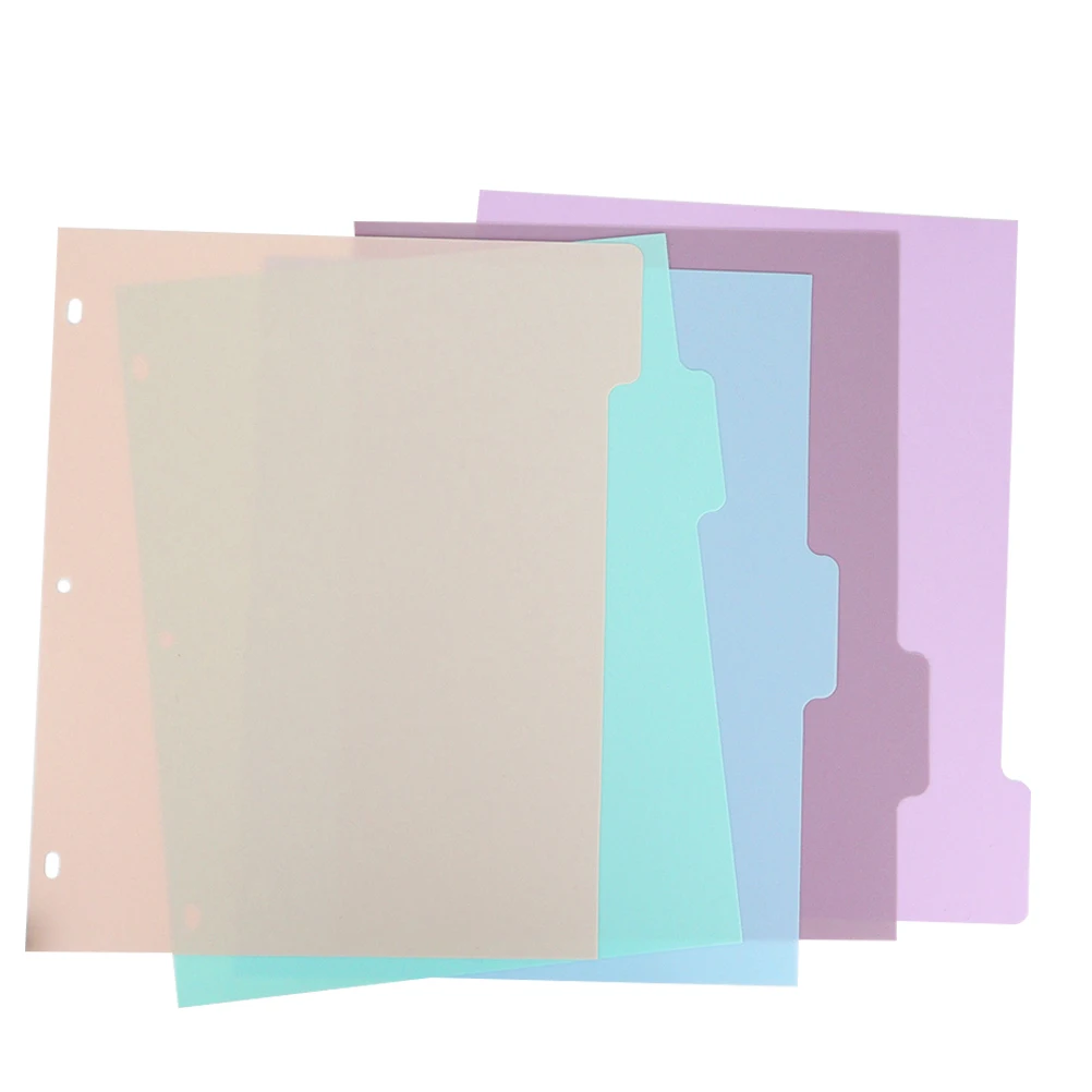

1Set Binder Dividers A4 Frosted Plastic Multi-Section Colorful Tabs for School Office Document Organization Journal Inserts