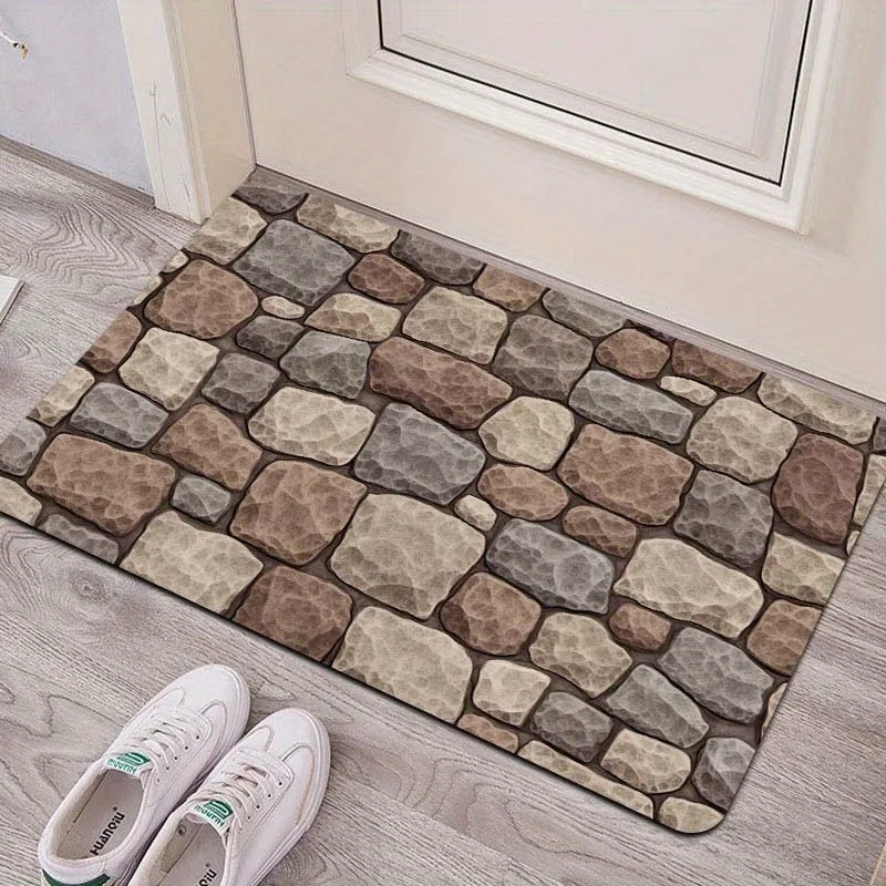 

Vintage Stone Pattern Doormat, Non-Slip, Indoor Floor Mat, for Kitchen, Laundry Room, Bathroom, Living Room, Bedroom