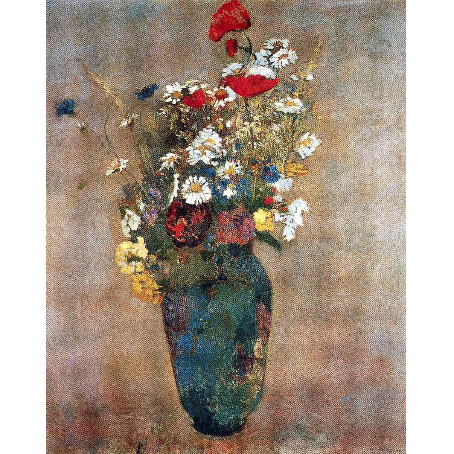 

Vase with flowers by Odilon Redon,Still life oil painting on canvas,Hand-painted famous painting replica,Decoration for home