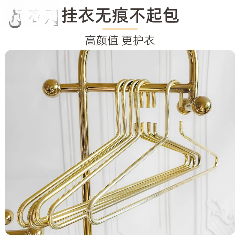 Wind gold brass clothes rack simple design clothes support metal is no