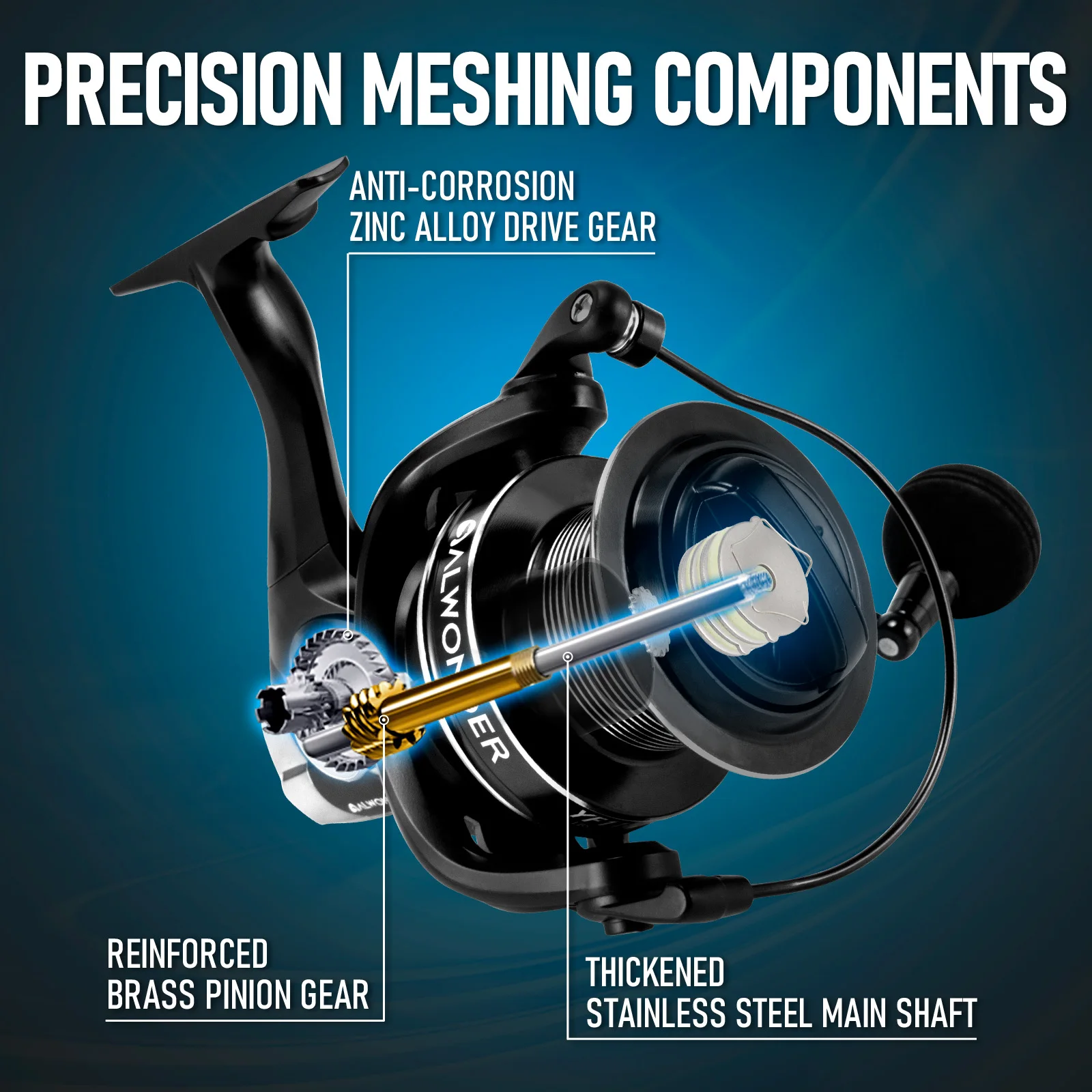 Carrete Giratorio Surfcasting – Bobina Aluminio y Cuerpo Grafito 10000 - imagen 2