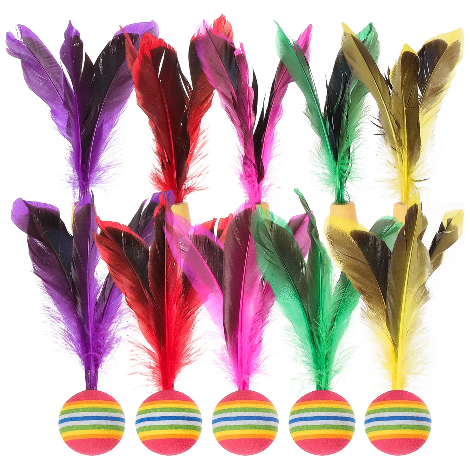 

10Pcs Colorful Badminton Shuttlecocks Wear-Resistant Outdoor Playthings Practicing High-Elastic Interactive Shuttlecocks