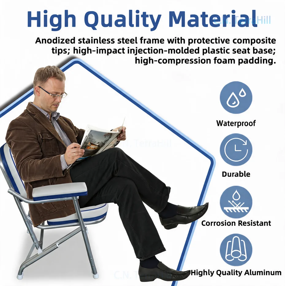 Foldable Boat Chair Marine Seat Waterproof PVC Leather with Model 86601WB