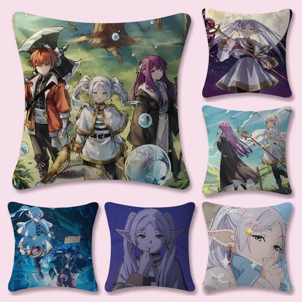 Frieren Anime Beyond Journey's End 45*45cm Cushion Cover Cushion Covers Natural Linen Breathable Sofa Bedroom Decor Pillowcase
