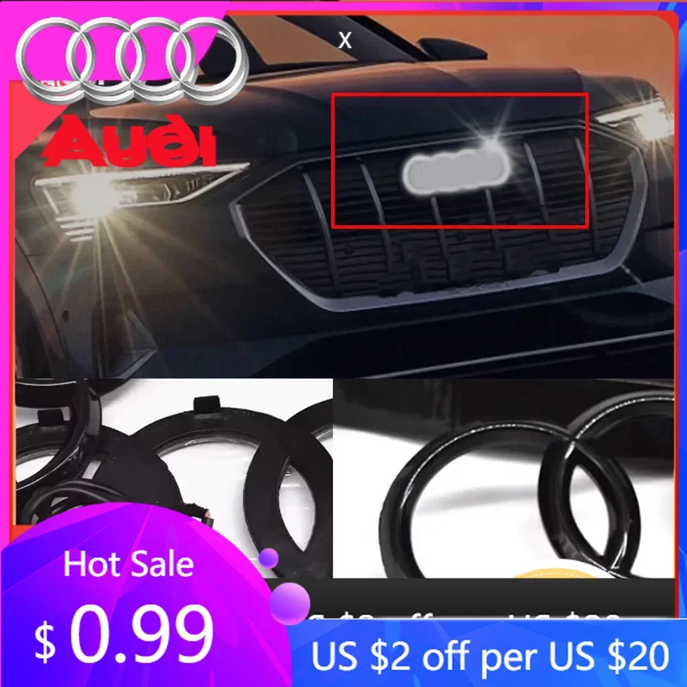 

Новые эмблемы-накладки на решетку радиатора (27,3 см, черные) с подсветкой для Audi A5 A3, светодиодные, белые, 4D, 2025 года