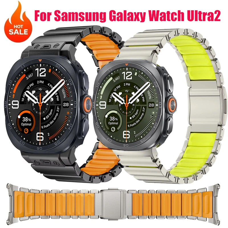 Metal+Fluororubber Band For Samsung Galaxy Watch Ultra2 Bracelet Magnetic Buckle Strap For Galaxy Watch Ultra 2025 2024 47MM