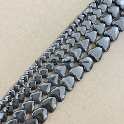 Natural 3D Heart Shape Black Hematite Stone Loose Beads 6 8 10 12MM 15