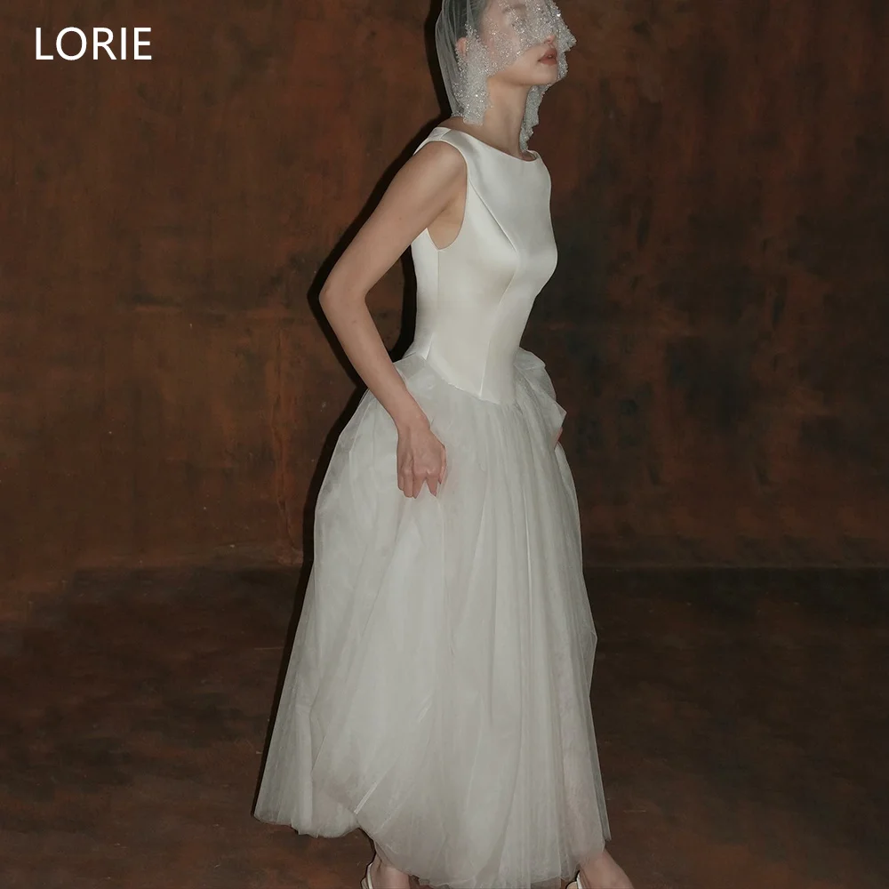 

LORIE Elegant A-Line Wedding Dresses Boat Neck Sleeveless Bride Prom Gown Tulle Floor-Length Bridal Gowns Customized