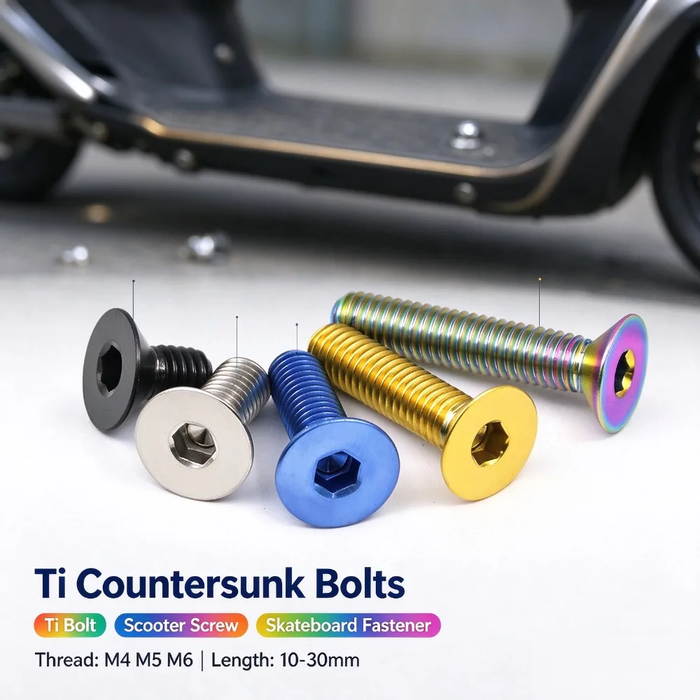 M4M5M6 Countersunk Titanium Screws,Rust Resistant Premium Bolts Used as Hardware for Car,Scooter and Skateboard Accessory Refit