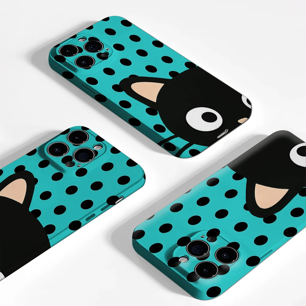 Turquoise Polka Dot Cat Phone Case For iPhone 17 16 15 14 13 12 11 Pro Max Air 16e 7 8 Plus XS Max X XR Hard PC Bumper Cover view 4