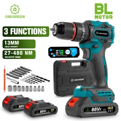 ONEGREEN 1200W 480N.M Torque Brushless Electric Impact Drill 20Gears Cordless Screwdriver Power Tools For Makita 18V Battery Pin