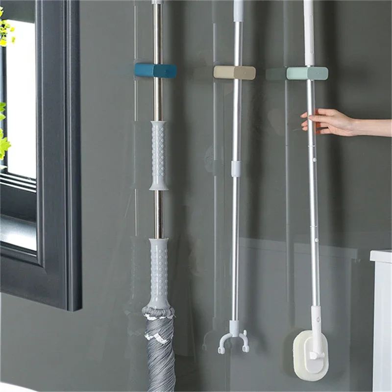 

Mop Hook Wall Hanging Hole Free Wall Mounted Clip Toilet Traceless Hook Bathroom Broom Hanger Base Storage