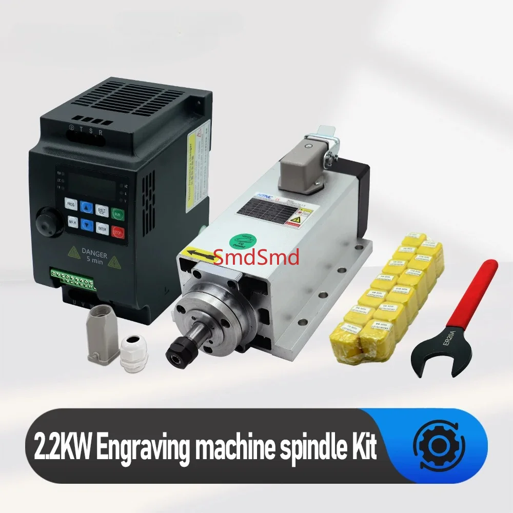 2.2KW CNC Spindle Motor 110V / 220V ER20 Spindle 0.9Nm 24000RPM +2200W VFD 50/60Hz + ER20A Wrench + 15pcs ER20 Collet