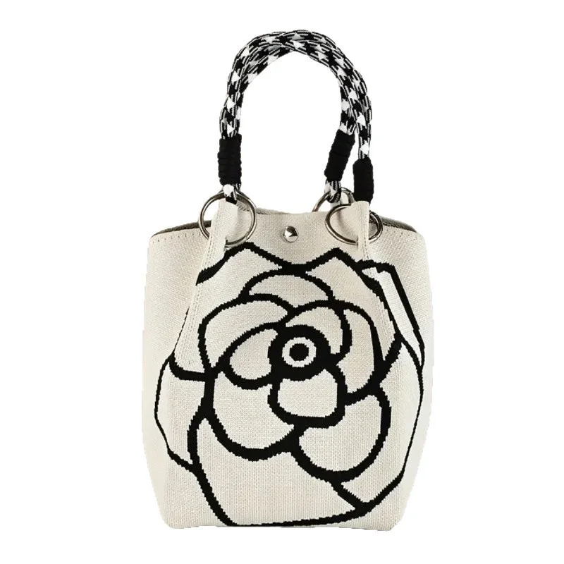 Portable Handbag Large Capaci Knitted Tote Bag for Work Commuting Outings Miscellaneous Items Korean Japanese Sle Handbag