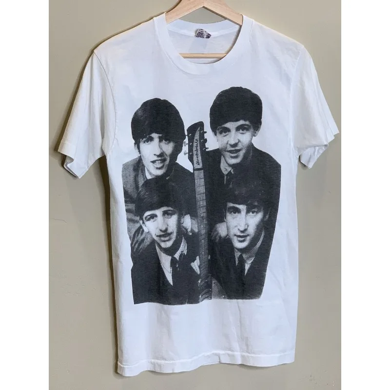 تي شيرت عتيق لترويج صور البيتلز في الثمانينيات للرجال والنساء، والرياضة، والترفيه، والأزياء، والاتجاه للبالغين #1